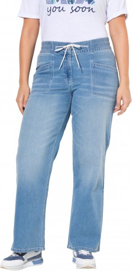 Ulla Popken Patch Pocket Elastic Waist Jeans Blue - Naisten farkut ja housut isot koot - 