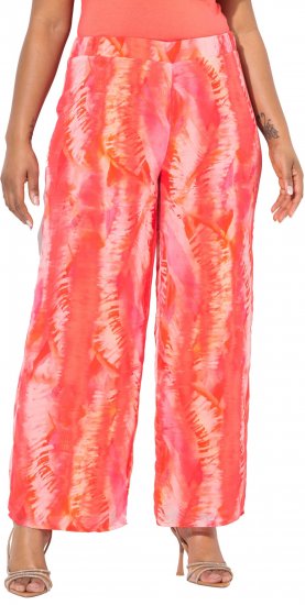 Ulla Popken Feather Batik Print Layered Chiffon Pants - Naisten farkut ja housut isot koot - 