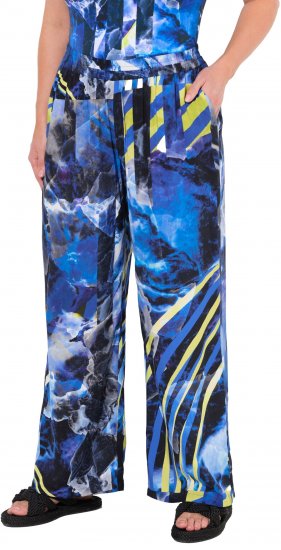 Ulla Popken Blue Stroke Wide Leg Palazzo Pants - Naisten farkut ja housut isot koot - 