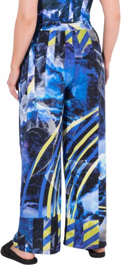 Ulla Popken Blue Stroke Wide Leg Palazzo Pants - Naisten farkut ja housut isot koot - 