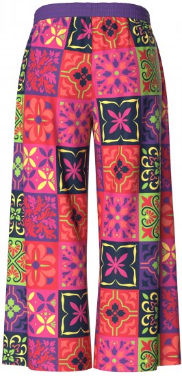 Ulla Popken Tile Print Wide Leg Palazzo Pants Purple - Naisten farkut ja housut isot koot - 