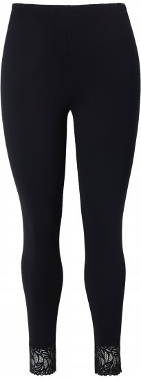 Ulla Popken Lace Trim Leggings Black - Farkut & Housut Isoissa Koissa – Plus Size - 