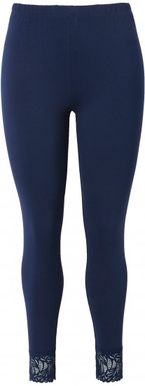 Ulla Popken Lace Trim Leggings Navy - Naisten farkut ja housut isot koot - 