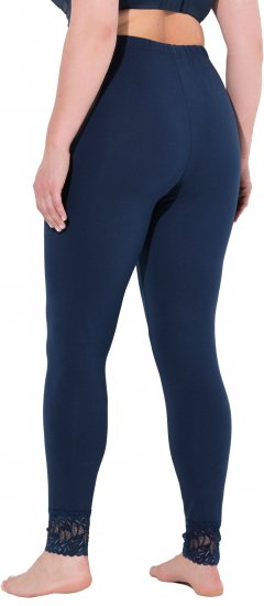 Ulla Popken Lace Trim Leggings Navy - Naisten farkut ja housut isot koot - 