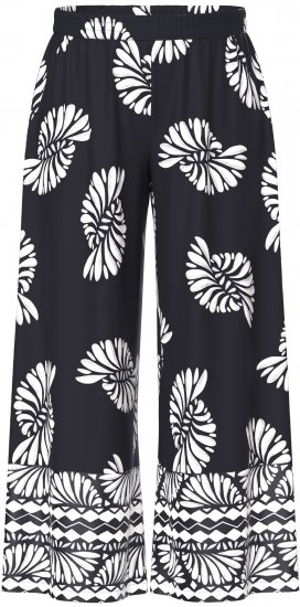 Ulla Popken Fossil Print Elastic Waist Palazzo Pants Black - Naisten farkut ja housut isot koot - 