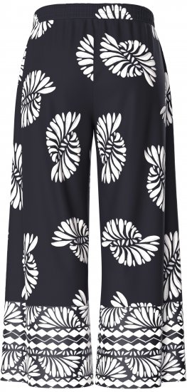 Ulla Popken Fossil Print Elastic Waist Palazzo Pants Black - Naisten farkut ja housut isot koot - 