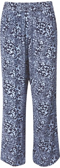 Ulla Popken Patch Print Elastic Waist Pants Navy - Naisten farkut ja housut isot koot - 
