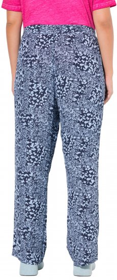 Ulla Popken Patch Print Elastic Waist Pants Navy - Naisten farkut ja housut isot koot - 
