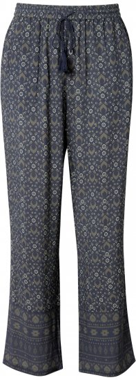 Ulla Popken Geometric Print Elastic Waist Pants Navy - Naisten farkut ja housut isot koot - 