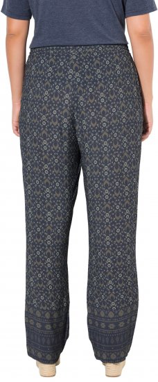 Ulla Popken Geometric Print Elastic Waist Pants Navy - Naisten farkut ja housut isot koot - 