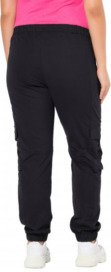 Ulla Popken Elastic Hem Stretch Fit Cargo Pants Black - Naisten farkut ja housut isot koot - 