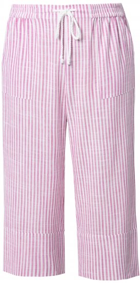 Ulla Popken Coastal Stripe Linen Blend Elastic Waist Culottes Purple - Naisten farkut ja housut isot koot - 