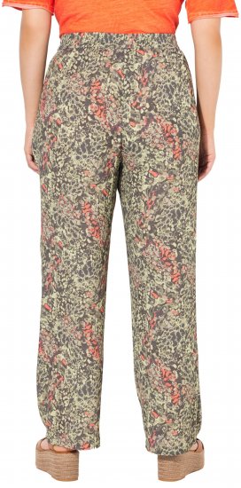 Ulla Popken Crocodile Print Elastic Waist Pants Olive Grey - Naisten farkut ja housut isot koot - 