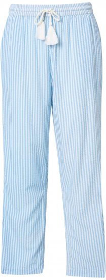 Ulla Popken Seersucker Elastic Waist Pants Blue - Naisten farkut ja housut isot koot - 