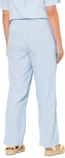 Ulla Popken Seersucker Elastic Waist Pants Blue - Naisten farkut ja housut isot koot - 
