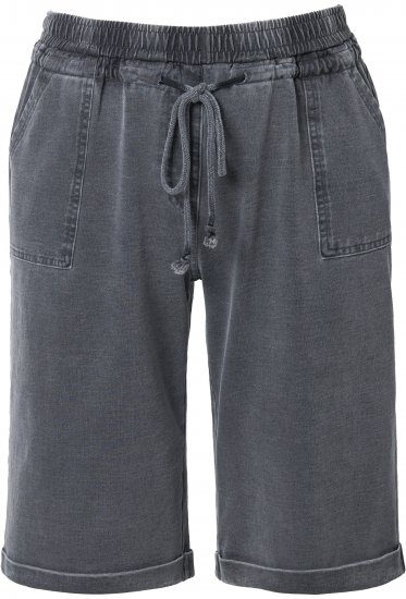 Ulla Popken Indigo Dyed Elastic Waist Jersey Shorts Black - Naisten farkut ja housut isot koot - 