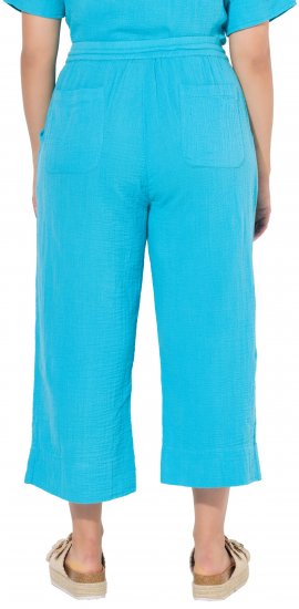 Ulla Popken Muslin Elastic Waist Culottes Blue - Naisten farkut ja housut isot koot - 