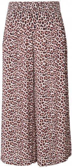 Ulla Popken Rose Wide Leg Elastic Waist Leopard Pattern Culottes White - Naisten farkut ja housut isot koot - 