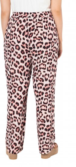 Ulla Popken Leopard Print Elastic Waist Pants White - Naisten farkut ja housut isot koot - 