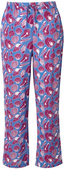 Ulla Popken Seashell Print Elastic Waist Pants Blue - Naisten farkut ja housut isot koot - 