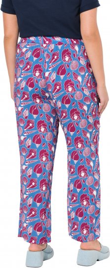 Ulla Popken Seashell Print Elastic Waist Pants Blue - Naisten farkut ja housut isot koot - 