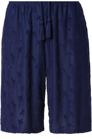 Ulla Popken Terry Cloth Palm Elastic Waist Shorts Blue - Naisten farkut ja housut isot koot - 