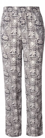 Ulla Popken Mosaic Print Elastic Waist Pants Black - Naisten farkut ja housut isot koot - 