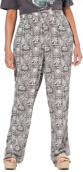 Ulla Popken Mosaic Print Elastic Waist Pants Black - Naisten farkut ja housut isot koot - 