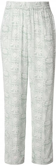 Ulla Popken Mosaic Print Elastic Waist Pants White - Naisten farkut ja housut isot koot - 