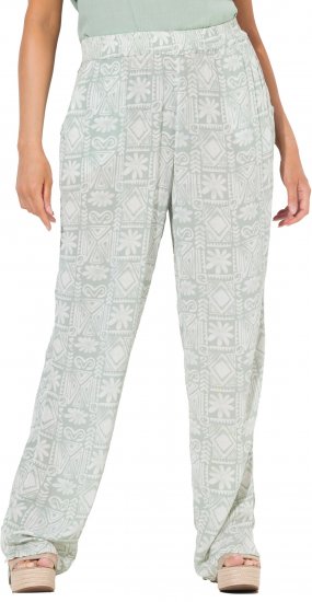 Ulla Popken Animal Print Elastic Waist Pants White - Naisten farkut ja housut isot koot - 