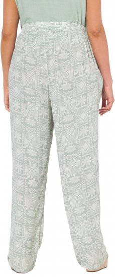 Ulla Popken Animal Print Elastic Waist Pants White - Naisten farkut ja housut isot koot - 