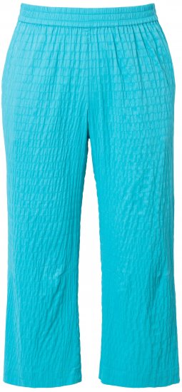 Ulla Popken Textured Elastic Waist Cropped Pants Deep Aqua - Farkut & Housut Isoissa Koissa – Plus Size - 