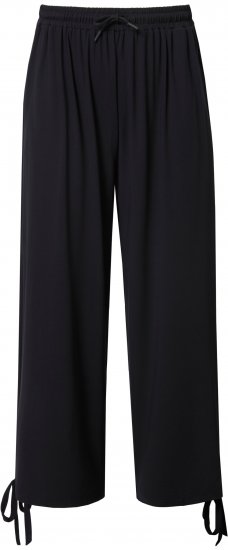 Ulla Popken Quick Drying Split Leg Elastic Waist Joggers Black - Naisten farkut ja housut isot koot - 