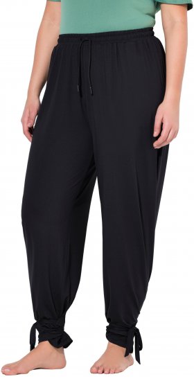 Ulla Popken Quick Drying Split Leg Elastic Waist Joggers Black - Naisten farkut ja housut isot koot - 
