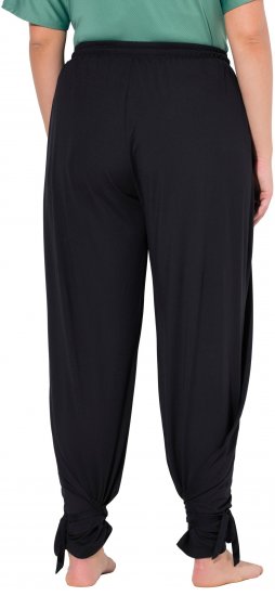 Ulla Popken Quick Drying Split Leg Elastic Waist Joggers Black - Naisten farkut ja housut isot koot - 