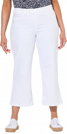 Ulla Popken Wide Leg Twill Mary Fit Culottes White - Naisten farkut ja housut isot koot - 