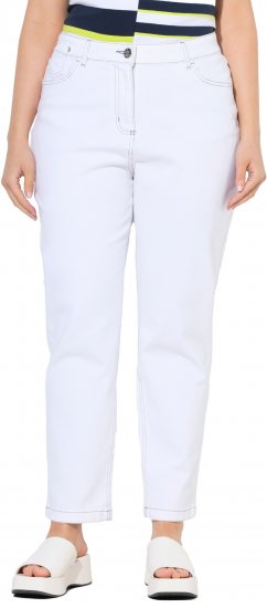 Ulla Popken Used Look 5 Pocket Comfy Waistband Mom Jeans Snow White - Naisten farkut ja housut isot koot - 