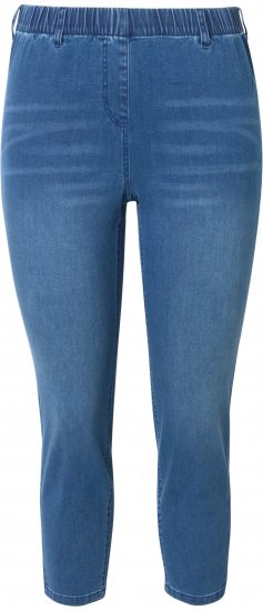 Ulla Popken Cropped Denim Look Stretch Fit Leggings Light Blue Denim - Farkut & Housut Isoissa Koissa – Plus Size - 