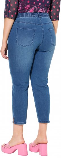 Ulla Popken Cropped Denim Look Stretch Fit Leggings Light Blue Denim - Farkut & Housut Isoissa Koissa – Plus Size - 