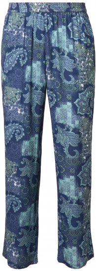 Ulla Popken Patchwork Paisley Elastic Waist Pants Blue - Naisten farkut ja housut isot koot - 