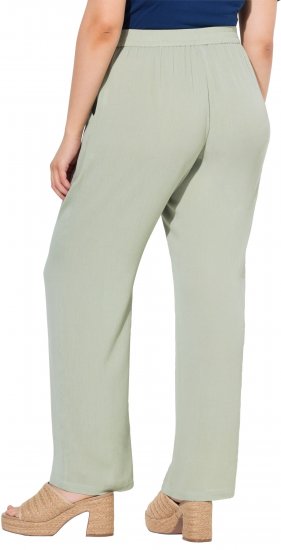 Ulla Popken Elastic Waist Crepe Pants Light Moss Green - Naisten farkut ja housut isot koot - 