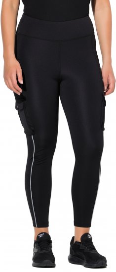 Ulla Popken Cargo Pocket Fleece Lined Sports Leggings Black - Naisten farkut ja housut isot koot - 