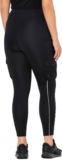 Ulla Popken Cargo Pocket Fleece Lined Sports Leggings Black - Naisten farkut ja housut isot koot - 