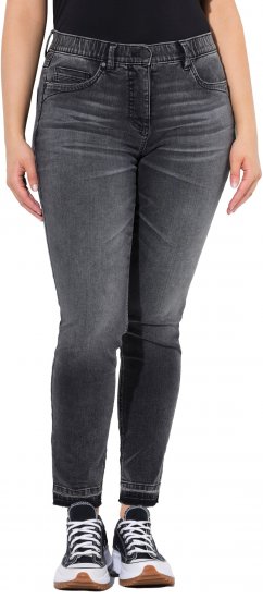 Ulla Popken Raw Edge Stretch Fit Jeans Black - Naisten farkut ja housut isot koot - 
