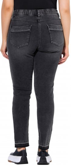 Ulla Popken Raw Edge Stretch Fit Jeans Black - Naisten farkut ja housut isot koot - 