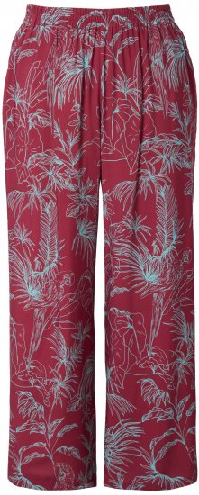 Ulla Popken Wide Leg Elastic Waist Jungle Print Palazzo Pants Brown - Naisten farkut ja housut isot koot - 