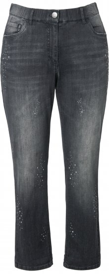 Ulla Popken Rivet Detail Stretch Fit Boyfriend Jeans Black - Naisten farkut ja housut isot koot - 