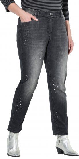 Ulla Popken Rivet Detail Stretch Fit Boyfriend Jeans Black - Naisten farkut ja housut isot koot - 