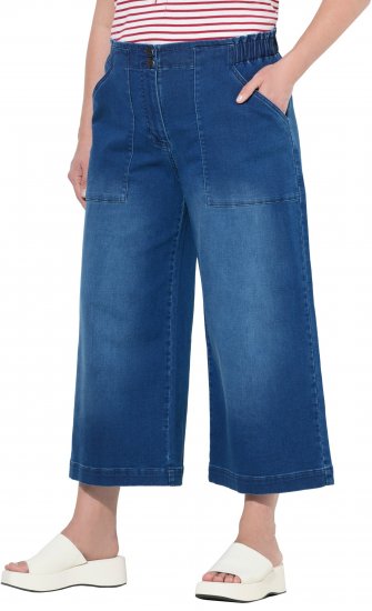 Ulla Popken Denim Culottes Blue - Naisten farkut ja housut isot koot - 