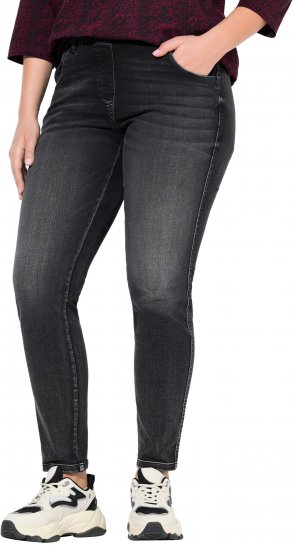 Ulla Popken Vintage Wash Jeggings Black - Naisten farkut ja housut isot koot - 